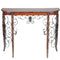 Jazzy Wooden And Metal Table-Console Tables-Brown and Orange-Wood and Metal-Polished-JadeMoghul Inc.