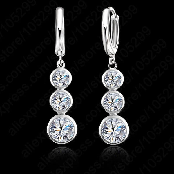 Jemmin European Simple 925 Sterling Silver Drop Earrings Jewelry Women Austrian Crystal Dangle Earring For Wedding Bijoux--JadeMoghul Inc.