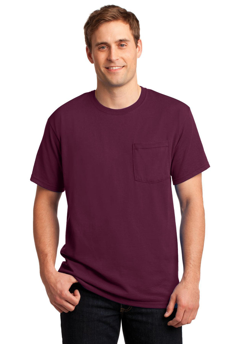 JERZEES - Dri-Power Active 50/50 Cotton/Poly Pocket T-Shirt. 29MP-T-Shirts-Maroon-S-JadeMoghul Inc.