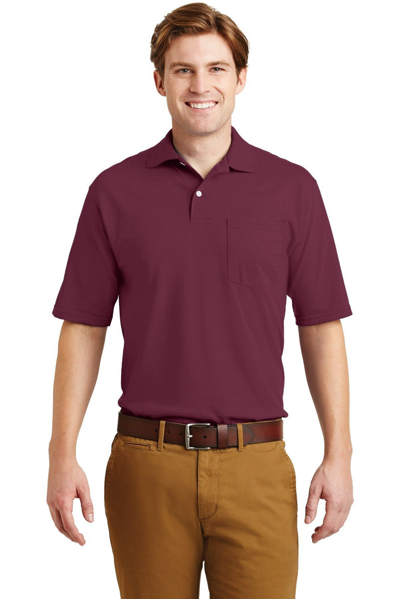 JERZEES -SpotShield 5.6-Ounce Jersey Knit Sport Shirt with Pocket. 436MP-Polos/Knits-Maroon-S-JadeMoghul Inc.