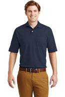 JERZEES -SpotShield 5.6-Ounce Jersey Knit Sport Shirt with Pocket. 436MP-Polos/Knits-Navy-S-JadeMoghul Inc.