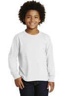 JERZEES Youth Dri-Power Active 50/50 Cotton Poly Long Sleeve T-Shirt. 29BL-Youth-White-XL-JadeMoghul Inc.