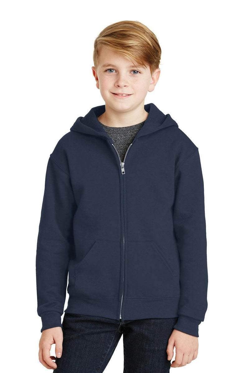 JERZEES - Youth NuBlendFull-Zip Hooded Sweatshirt. 993B-Sweatshirts/Fleece-Navy-XL-JadeMoghul Inc.