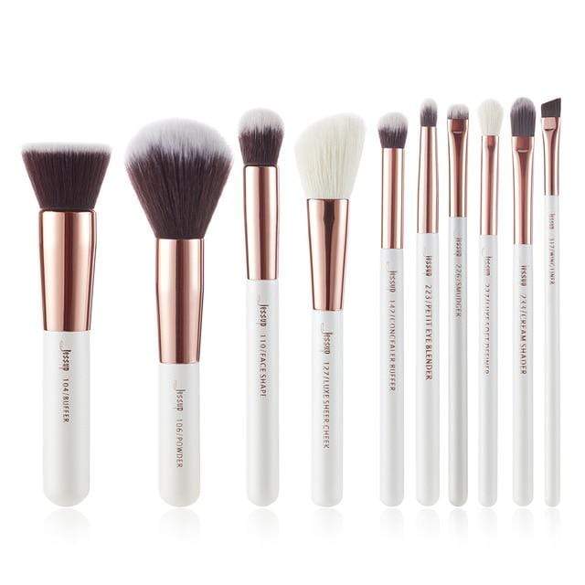 Jessup Makeup brushes set 6-25pcs Pearl White / Rose Gold Professional Make up brush Natural hair Foundation Powder Blushes AExp