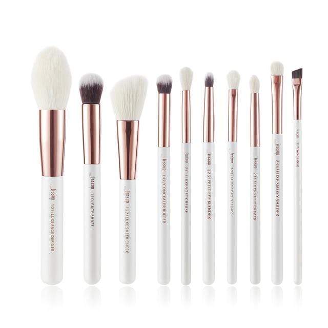 Jessup Makeup brushes set 6-25pcs Pearl White / Rose Gold Professional Make up brush Natural hair Foundation Powder Blushes AExp