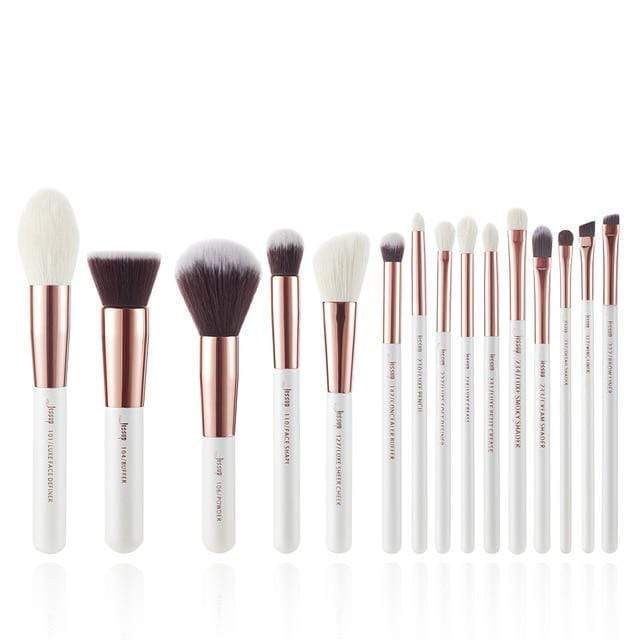 Jessup Makeup brushes set 6-25pcs Pearl White / Rose Gold Professional Make up brush Natural hair Foundation Powder Blushes AExp