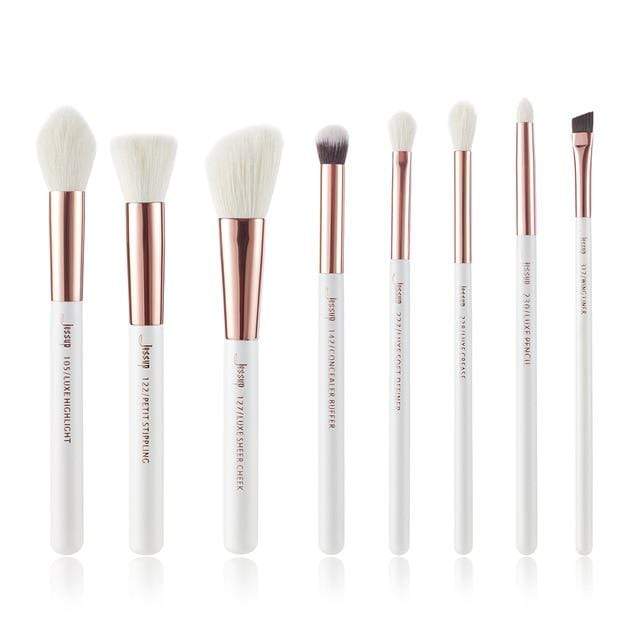 Jessup Makeup brushes set 6-25pcs Pearl White / Rose Gold Professional Make up brush Natural hair Foundation Powder Blushes JadeMoghul Inc. 
