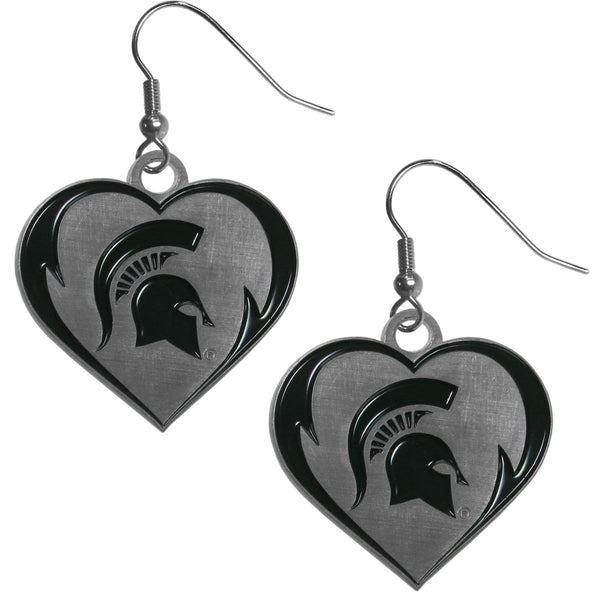 Michigan Football - Michigan State Spartans Heart Dangle Earrings