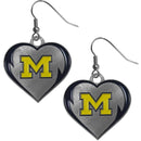 Michigan Football - Michigan Wolverines Heart Dangle Earrings