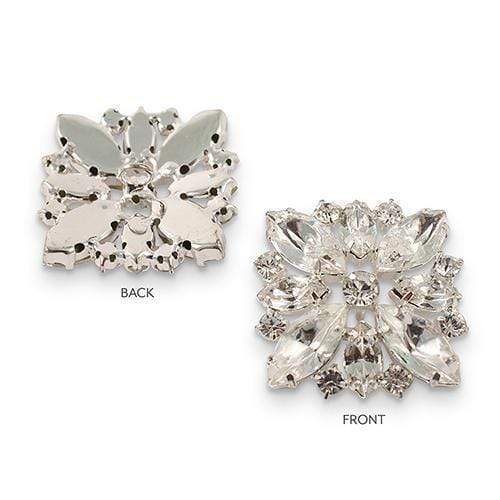 Jewelry & Boxes Square Shaped Crystal Button with Single Loop on Back Square Crystal (Pack of 1) JM Weddings