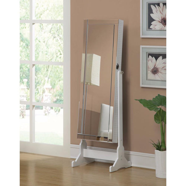 Jewelry Cheval Mirror With Interior Storage , White-Jewelry Boxes and Organizers-White-Mdf & Glass-JadeMoghul Inc.