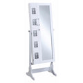 Jewelry Cheval Mirror With Picture Frames, White-Floor Mirrors-White-MDF-JadeMoghul Inc.