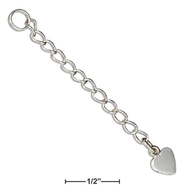 Jewelry Finding Sterling Silver Jewelry:  2" Curb Chain Extender With Flat Heart JadeMoghul