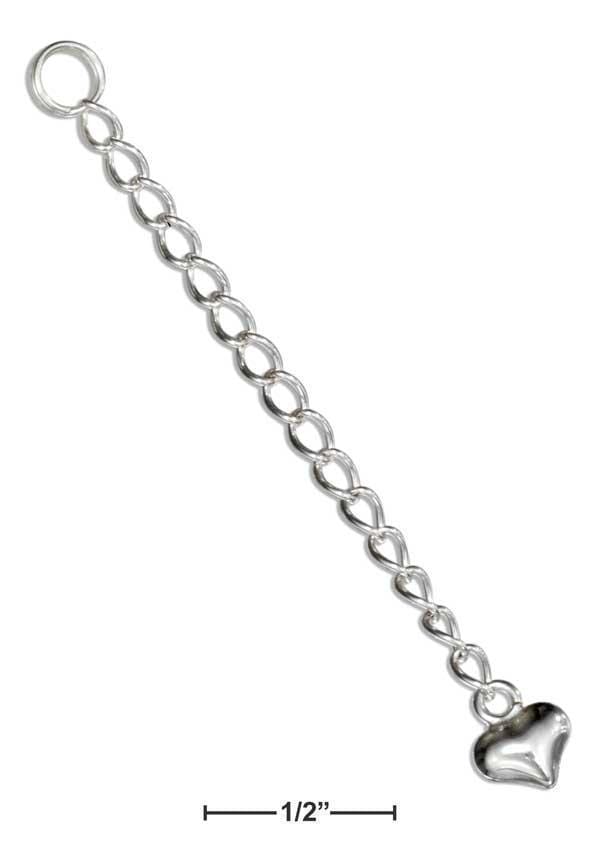 Jewelry Finding Sterling Silver Jewelry:  2" Curb Chain Extender With Puff Heart JadeMoghul