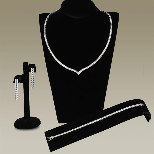 Jewelry Sets Body Jewelry 3W938 Rhodium Brass Jewelry Sets with AAA Grade CZ Alamode Fashion Jewelry Outlet