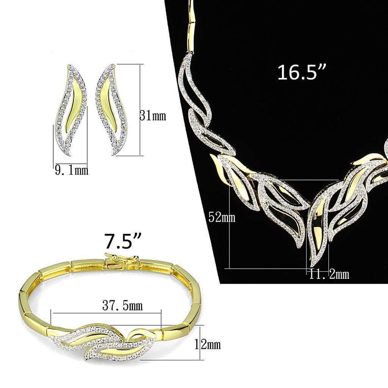 Jewelry Sets Body Jewelry 3W941 Gold+Rhodium Brass Jewelry Sets with AAA Grade CZ Alamode Fashion Jewelry Outlet