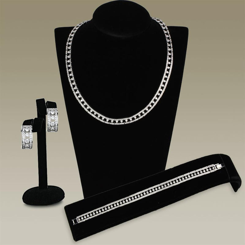 Jewelry Sets Body Jewelry 3W944 Rhodium Brass Jewelry Sets with AAA Grade CZ Alamode Fashion Jewelry Outlet