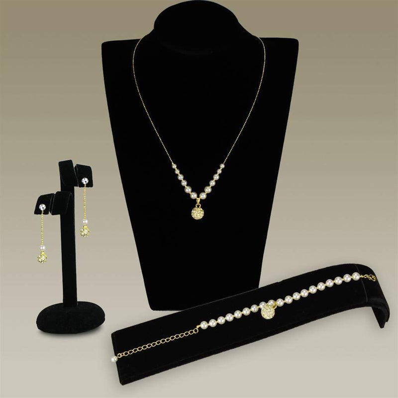 Jewelry Sets Body Jewelry 3W947 Gold Brass Jewelry Sets with Synthetic in White Alamode Fashion Jewelry Outlet