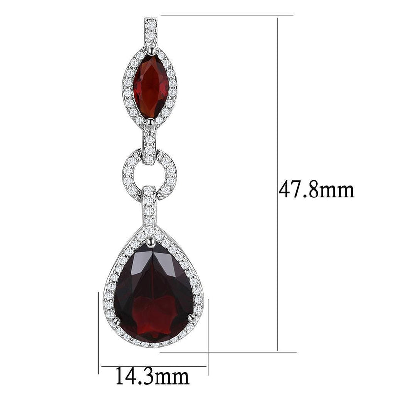 Costume Jewelry 3W1423 Rhodium Brass Jewelry Sets with Synthetic in Garnet