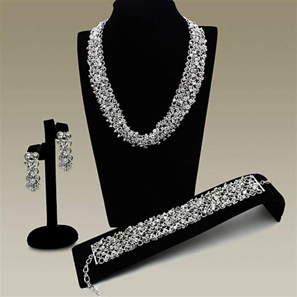 Jewelry LO2344 Rhodium Brass Jewelry Sets with AAA Grade CZ
