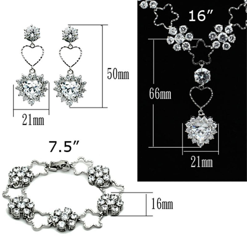 Jewelry LO2357 Rhodium Brass Jewelry Sets with AAA Grade CZ