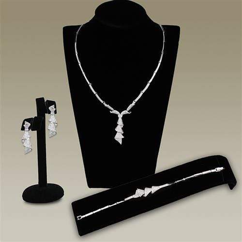 Women's Jewelry 3W1096 Rhodium Brass Jewelry Sets with AAA Grade CZ
