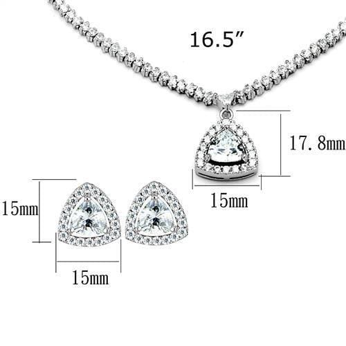 Women's Jewelry 3W1244 Rhodium Brass Jewelry Sets with AAA Grade CZ