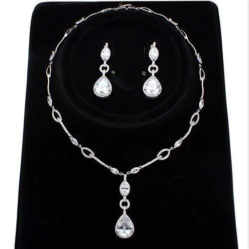 Women's Jewelry 3W1247 Rhodium Brass Jewelry Sets with AAA Grade CZ