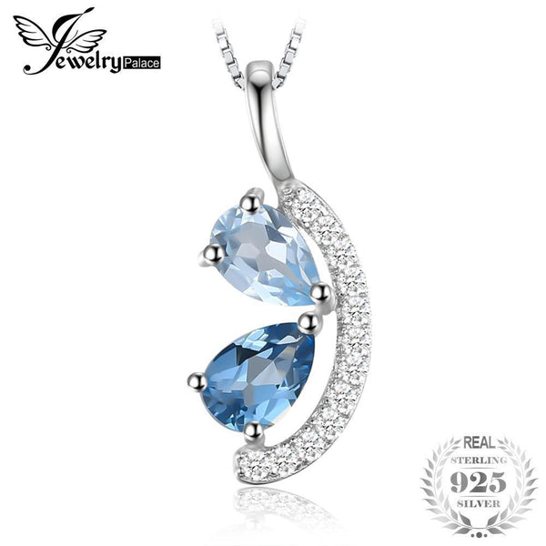 JewelryPalace 1ct Natural Sky Blue Topaz and London Blue Topaz Cluster Pendant 925 Sterling Silver Jewelry Not Include a Chain--JadeMoghul Inc.