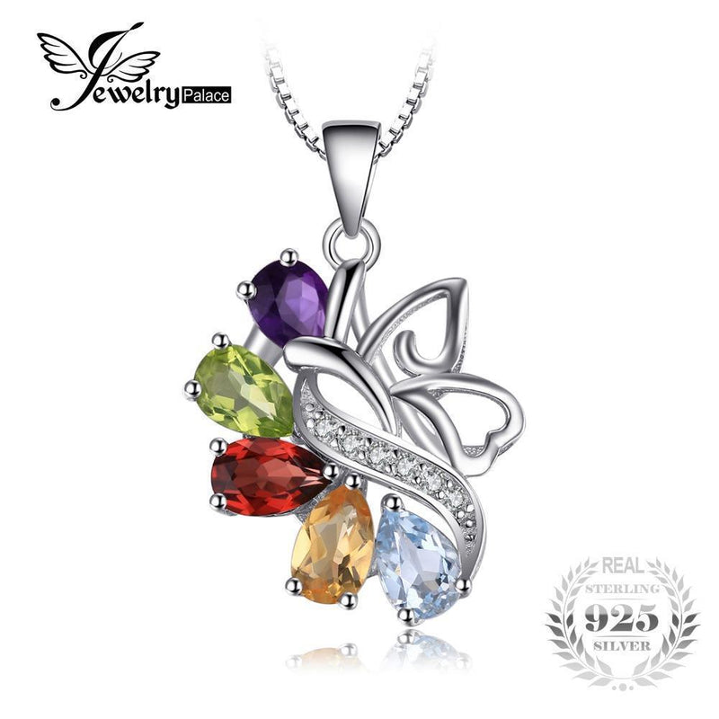 JewelryPalace 2.5ct Genuine Amethyst Garnet Peridot Citrine Topaz Pure Solid 925 Sterling Sliver Pendant Not Include The Chain--JadeMoghul Inc.