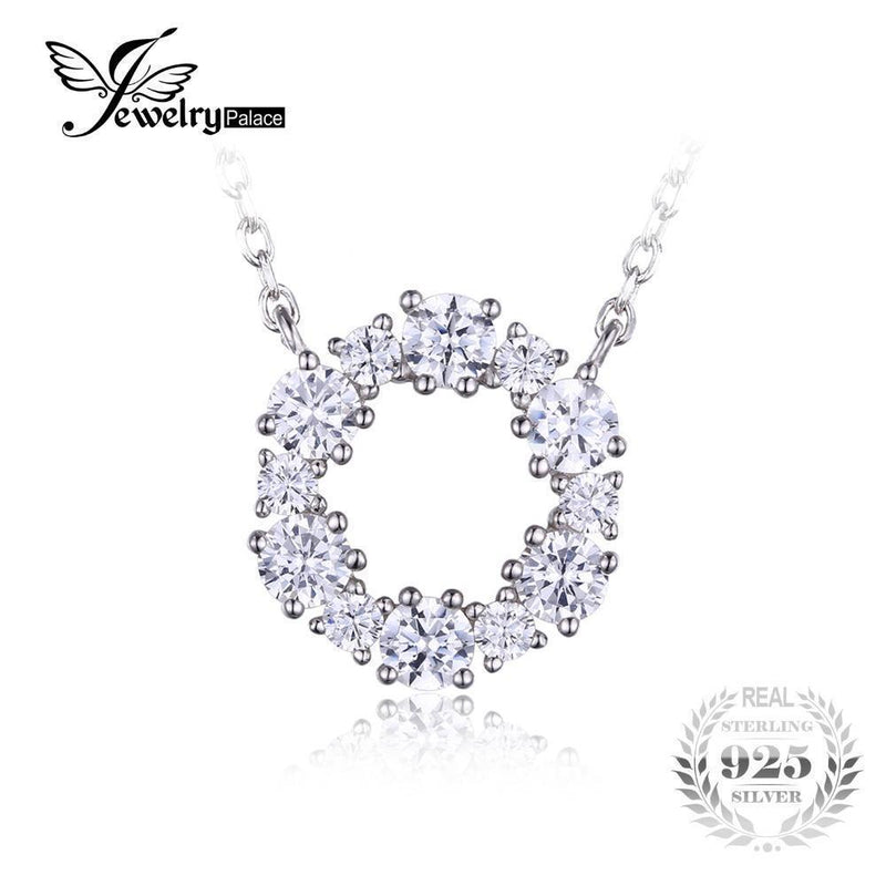JewelryPalace 925 Sterling Silver Circle Chain Pendant Collar Necklace 45cm Fine Jewelry For Women--JadeMoghul Inc.