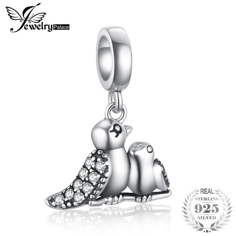 JewelryPalace 925 Sterling Silver Cubic Zirconia Nature Elegance Bird Tree Branch Charm Beads 2018 New Hot Sale For Women--JadeMoghul Inc.