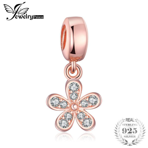 Jewelrypalace 925 Sterling Silver Gliter Petal Rose Gold Murano Glass Beads Charms Fit Bracelets Gifts For Women Fashion Jewelry--JadeMoghul Inc.