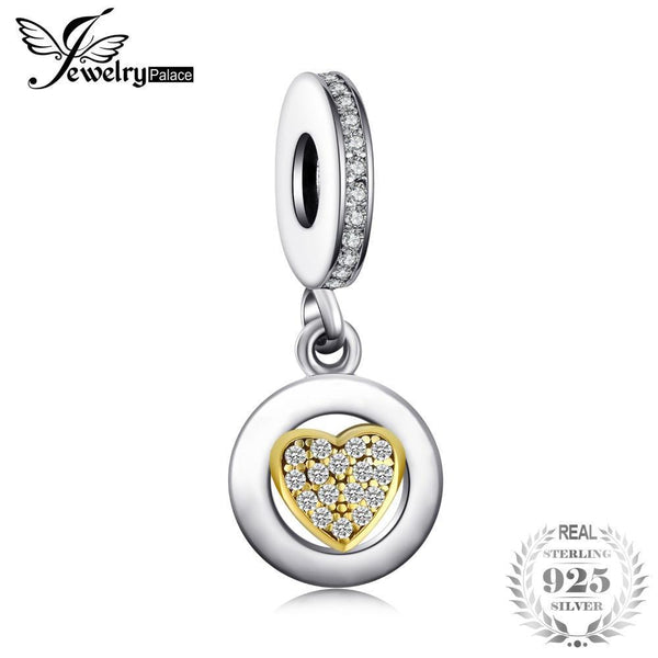 Jewelrypalace 925 Sterling Silver Glitter Gold Murano Glass Heart Beads Charms Fit Bracelets Gifts For Women Fashion Jewelry--JadeMoghul Inc.