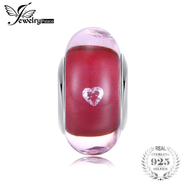 Jewelrypalace 925 Sterling Silver Tiny Heart Shape Red Murano Glass Beads Charms Fit Bracelets Gifts For Women Fashion Jewelry--JadeMoghul Inc.