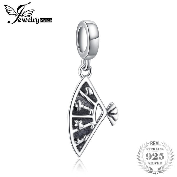 JewelryPalace 925 Sterling Silver Traditional Folding Chinese Fan Charm 2018 New Hot Sale Beautiful Gift For Mother And Daughter--JadeMoghul Inc.