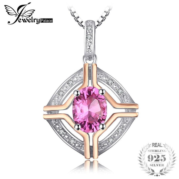 JewelryPalace Classical 1.5ct Natural Pink Topaz Pendants For Woman Pure 925 Sterling Silver Fine Jewelry Not Include A Chain--JadeMoghul Inc.