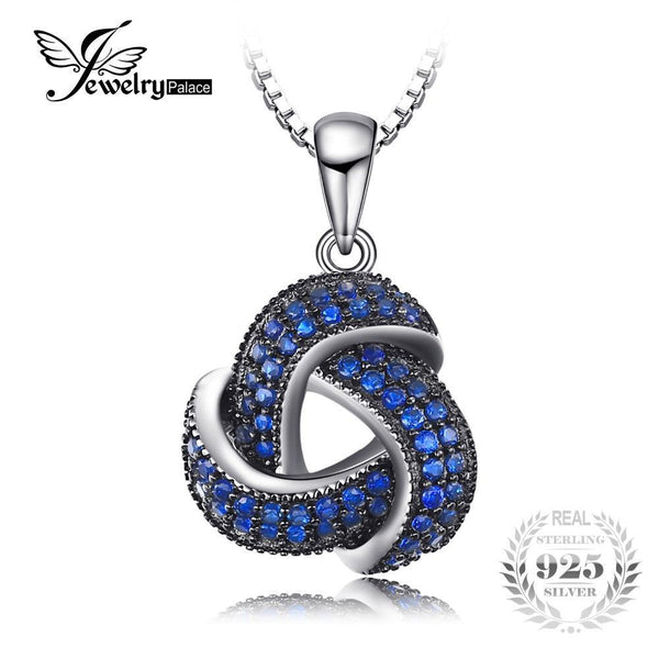 JewelryPalace Created Blue Spinel Flower Pendant Necklace 925 Sterling Silver Jewelry For Women Anniversary Gift For Women/Girls--JadeMoghul Inc.