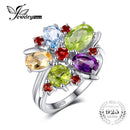 JewelryPalace Flower Multicolor 3.1ct Natural Amethyst Garnet Peridot Citrine Blue Topaz Cocktail Ring 925 Sterling Silver Ring-6-JadeMoghul Inc.
