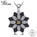 JewelryPalace Flower Natural Taupe Smoky Quartz Black Spinel Pendant 100% 925 Sterling Silver Fine Jewelry Not Include the Chain--JadeMoghul Inc.