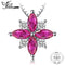 JewelryPalace Flowers 0.85ct Created Ruby Pendant Necklace 925 Sterling Silver Romantic Jewelry Not Include A Chain Charms--JadeMoghul Inc.