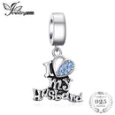 JewelryPalace I Love My Husband Created Blue Nano Heart Beautiful 925 Sterling Silver Charm Fit Bracelets--JadeMoghul Inc.