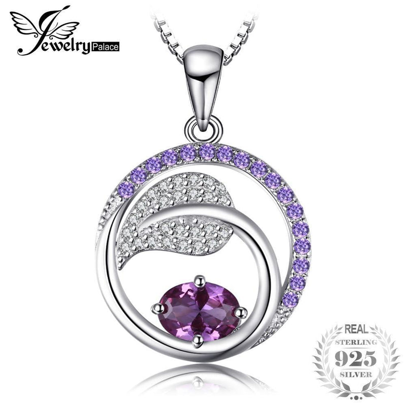 JewelryPalace Leaf 1.4ct Created Alexandrite Sapphire Purple Cubic Zirconia Pendant 925 Sterling Silver Not Include A Chain--JadeMoghul Inc.