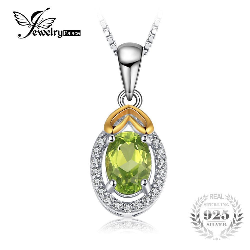 JewelryPalace Luxry 0.97ct Genuine Oval Gemstone Peridot Pendants For Women 925 Sterling Silver Fine Jewelry Not Include Chain--JadeMoghul Inc.