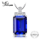 JewelryPalace Luxury Emerald Cut 9.4ct Created Blue Sapphire Pendant Genuine 925 Sterling Silver Jewelry for Women Fine Jewelry--JadeMoghul Inc.