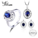 Jewelrypalace Oval 925 Sterling Silver Jewelry Set Blue Created Sapphire Ring Pendant Earring Clip Brand For Women Fine Jewelry-6-JadeMoghul Inc.