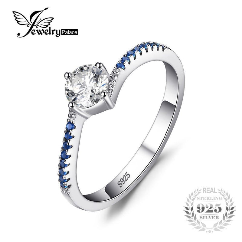 JewelryPalace Round 0.7ct Created Blue Nano Sapphire Anniversary Promise Engagement Ring Real 925 Sterling Silver Ring Jewelry-7-JadeMoghul Inc.