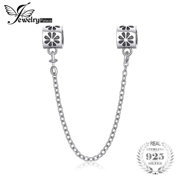 Jewelrypalace Silver Flower Safety Chain 925 Sterling Silver Gifts For Women Anniversary Gifts Fashion Jewelry Hot Selling--JadeMoghul Inc.