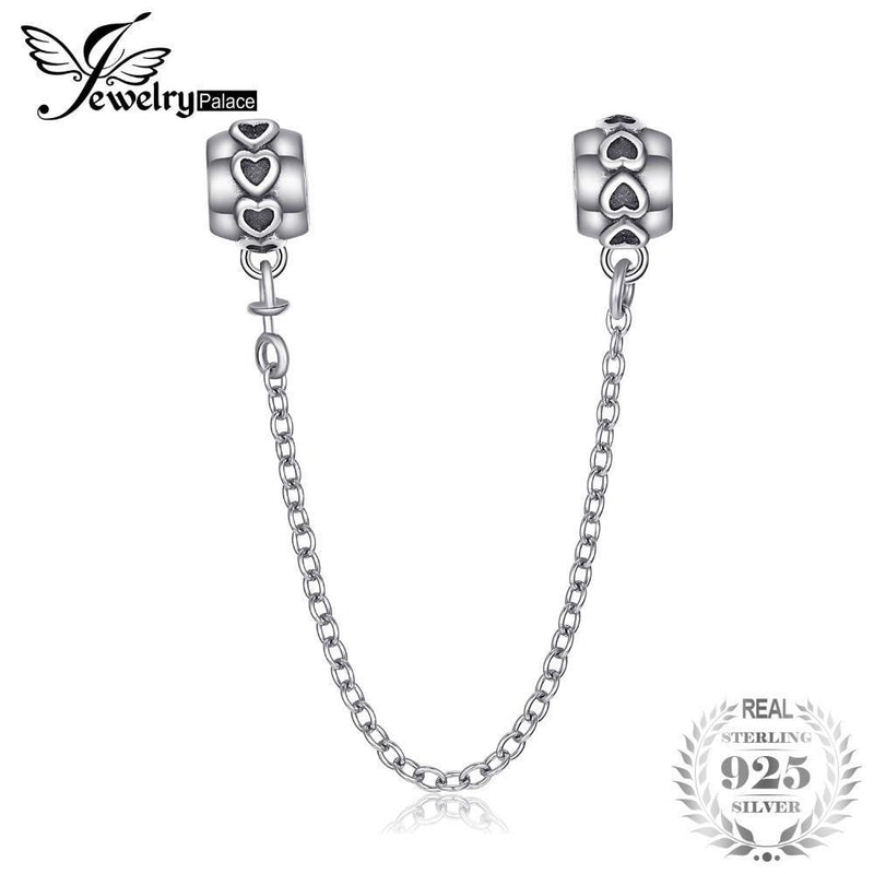 JewelryPalace Snowflake Ice Crystal Blue Cubic Zirconia Charm Bracelet 925 Sterling Silver Beads Bangle DIY Jewelry For Women--JadeMoghul Inc.