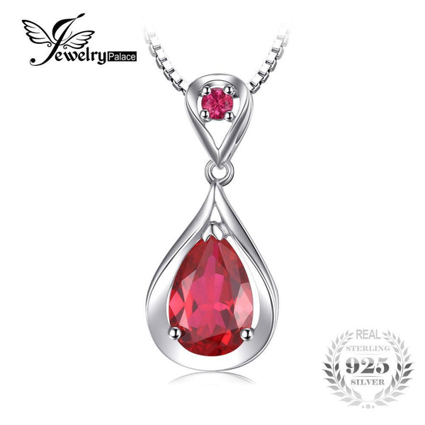 JewelryPalace Water Drop 4ct Created Red Ruby Pendant Anniversary 925 Sterling Silver For Women Fine Jewelry Without A Chain--JadeMoghul Inc.